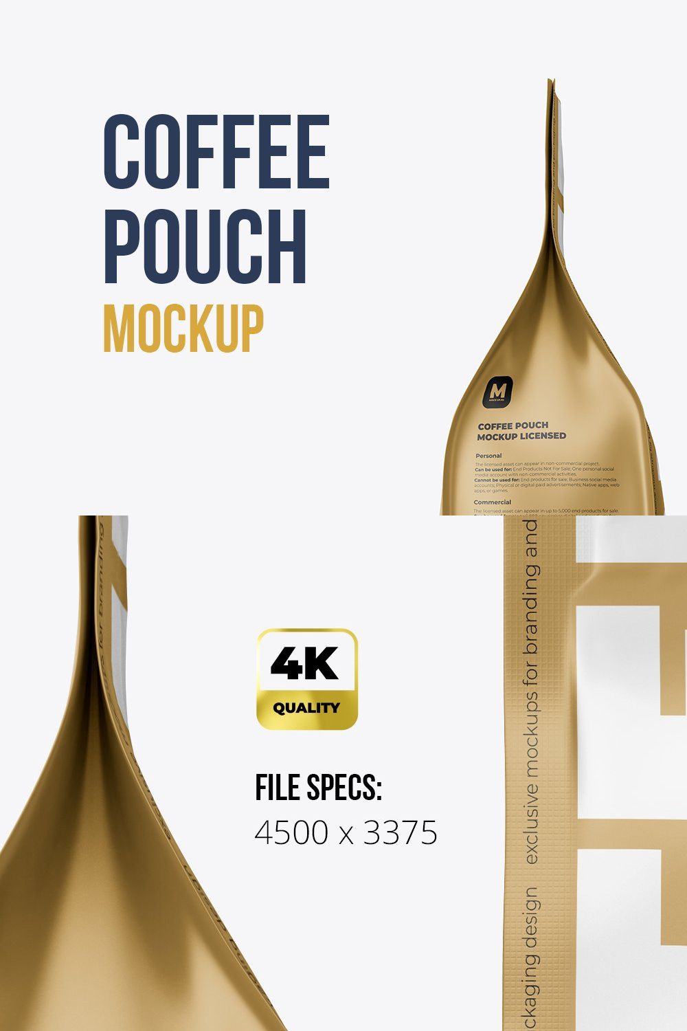 Zip Coffee Pouch Front & Side Mockup pinterest preview image.
