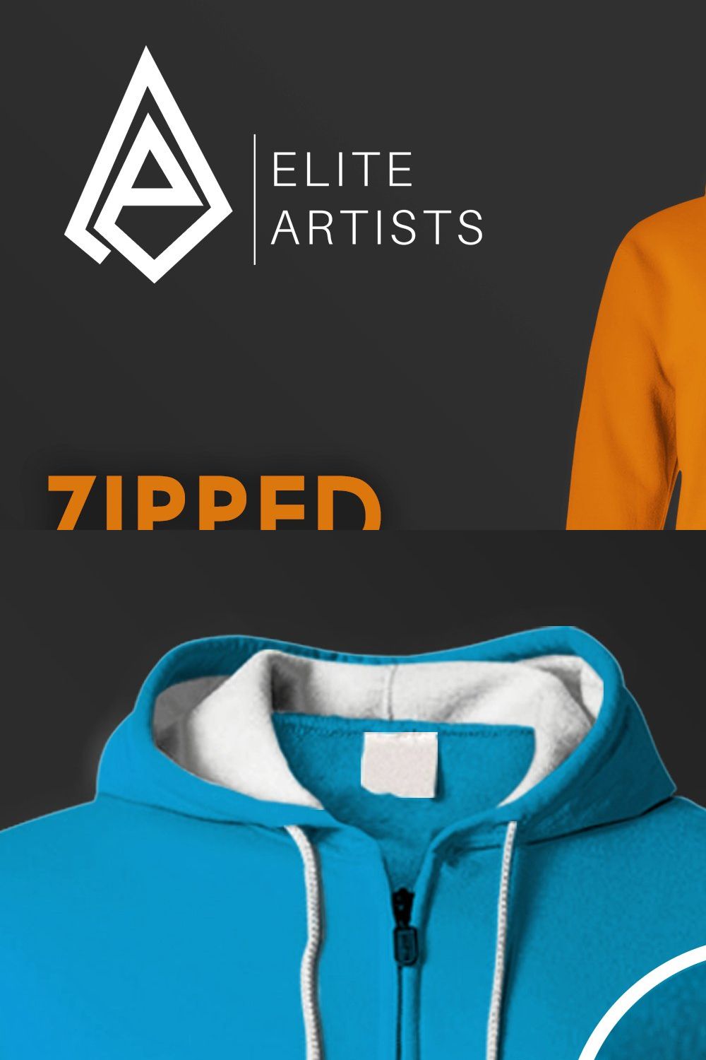 Zipped Hoodie Mock Up pinterest preview image.
