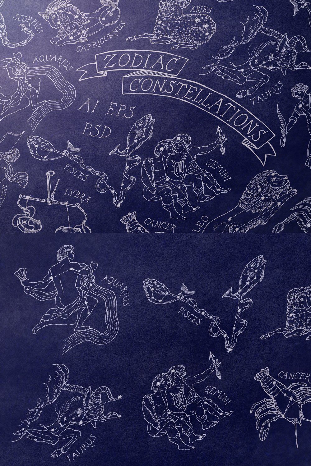 Zodiac Constellations set & Pattern pinterest preview image.