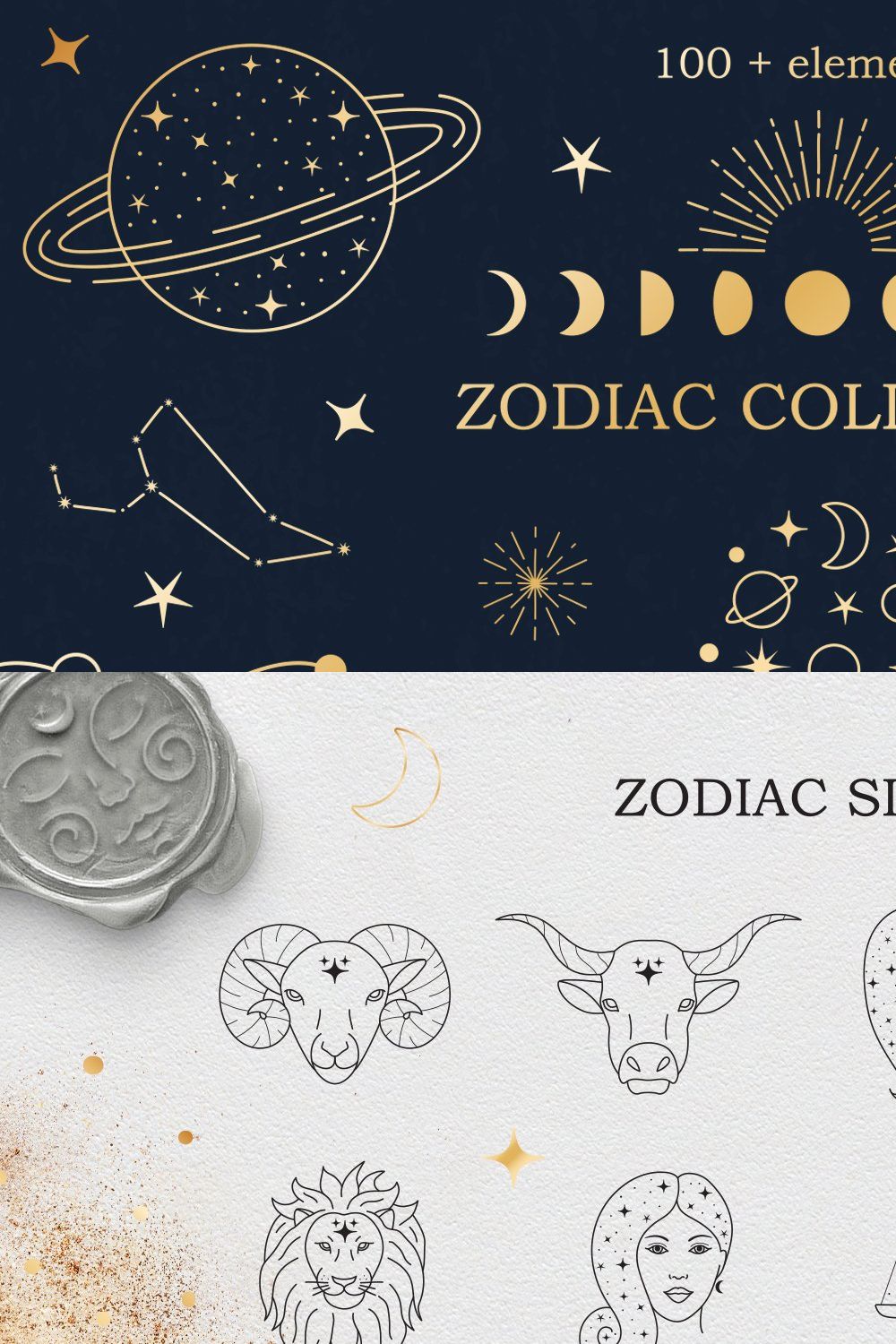 Zodiac signs and constellations pinterest preview image.