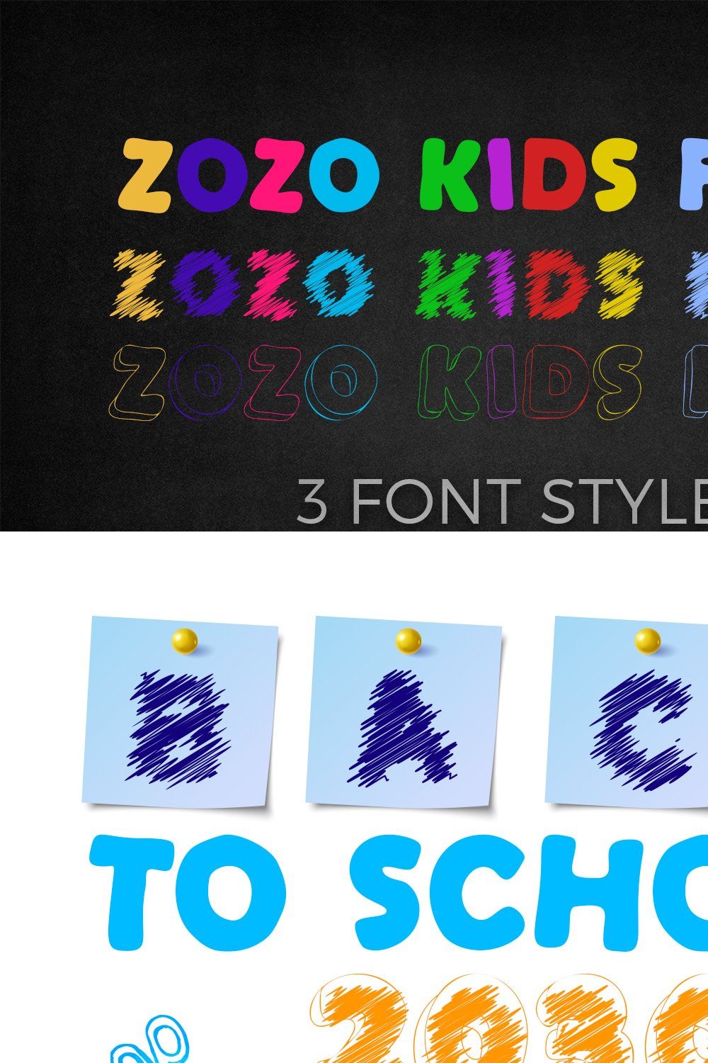 ZoZo Kids Font pinterest preview image.