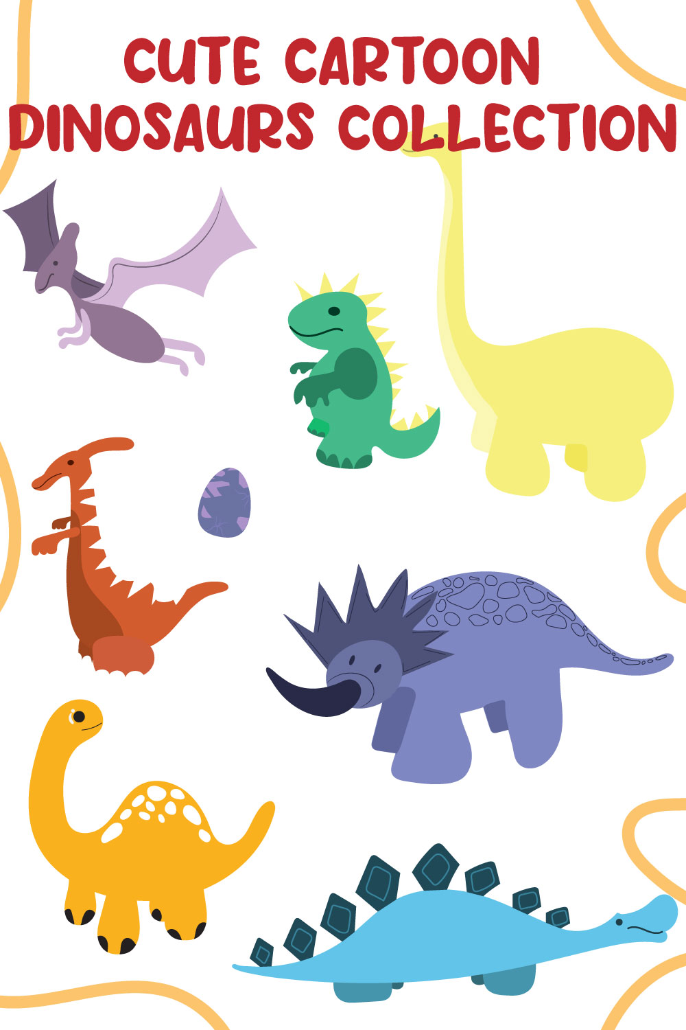 Cute cartoon dinosaurs collection pinterest preview image.
