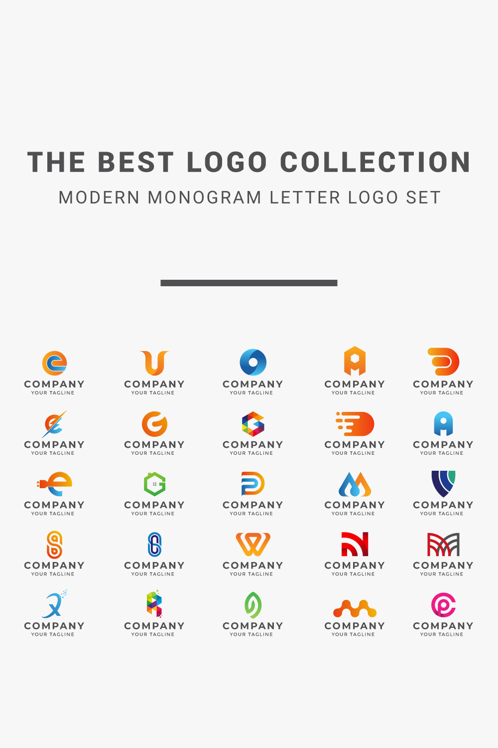 25 Logos Bundle Modern Monogram Letter Logo Set for different types of businesses pinterest preview image.