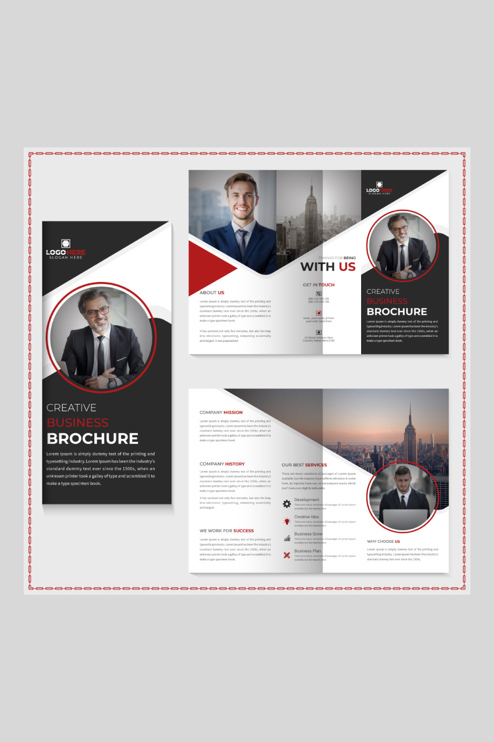 Business trifold brochure template pinterest preview image.