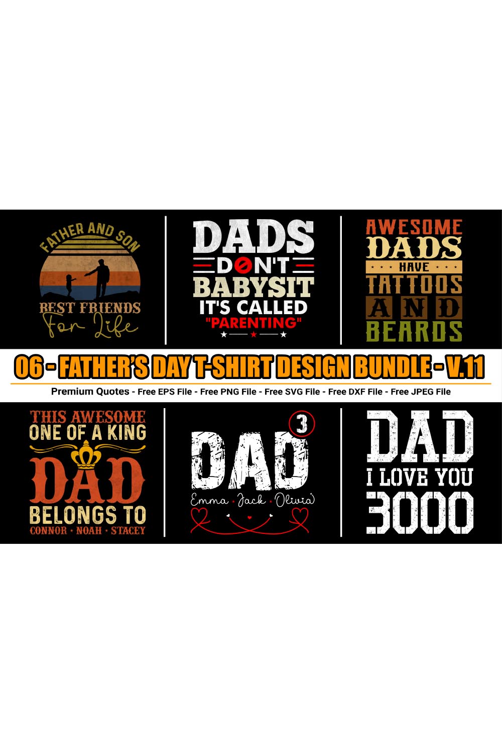 Father's Day t-shirt design bundle pinterest preview image.