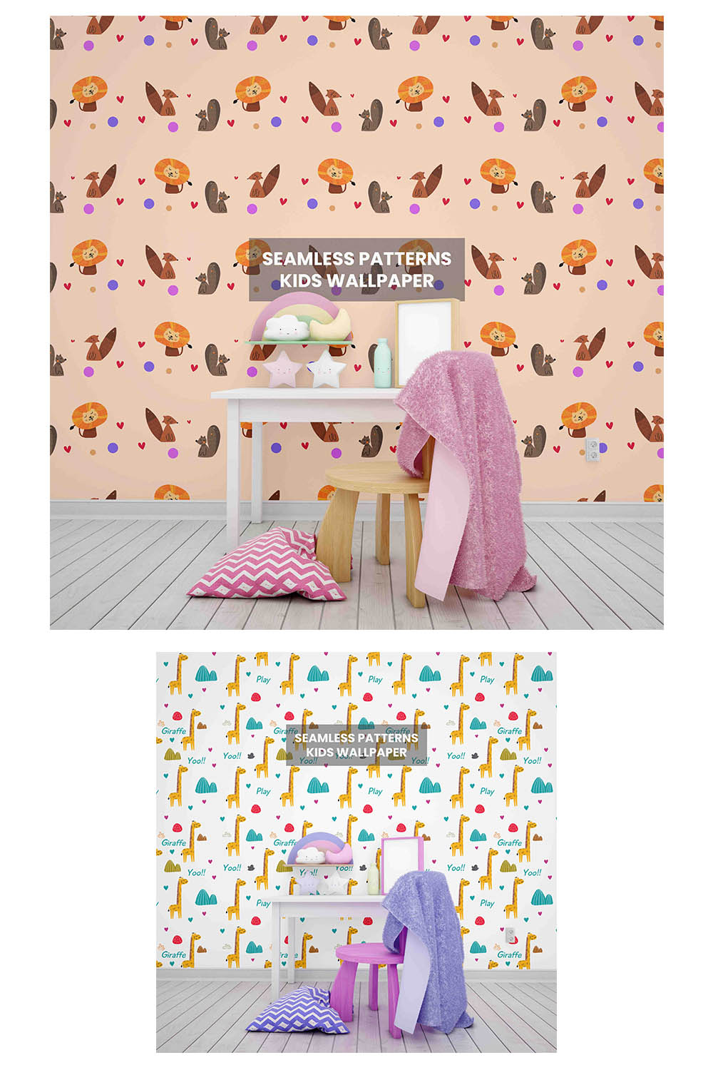 Kids Wallpaper PSD Patterns Set of 2 pinterest preview image.