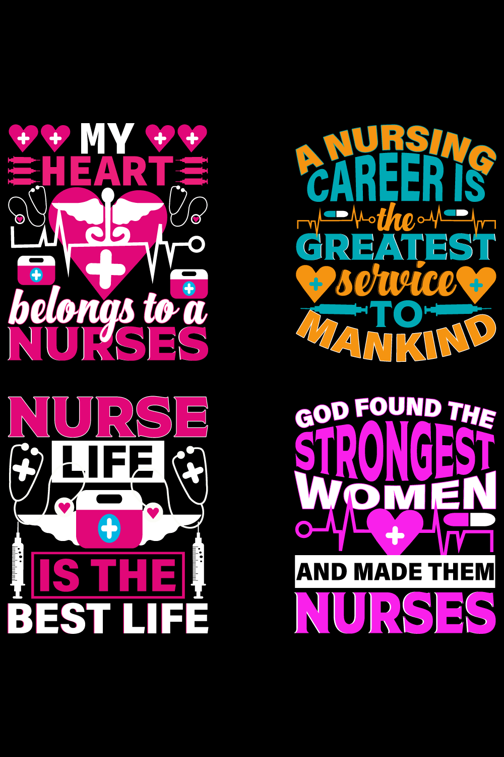 Nurse day t-shirt design bundle pinterest preview image.