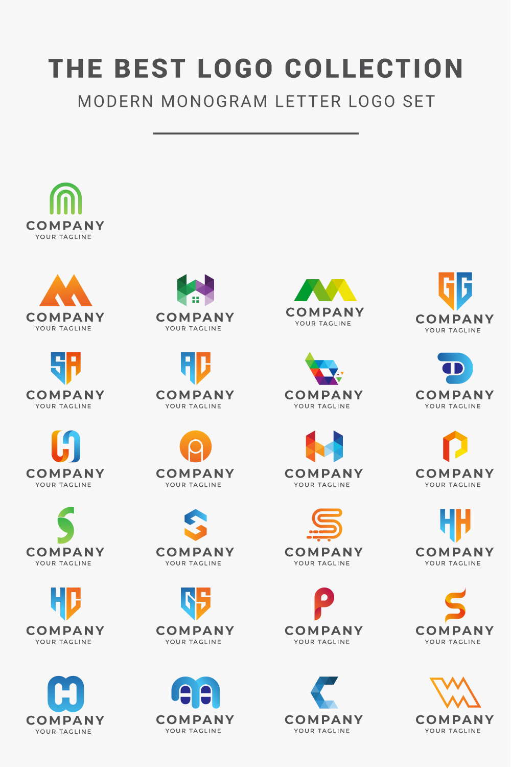 25 Logos Bundle Modern Monogram Letter Logo Set for a different types of businesses pinterest preview image.
