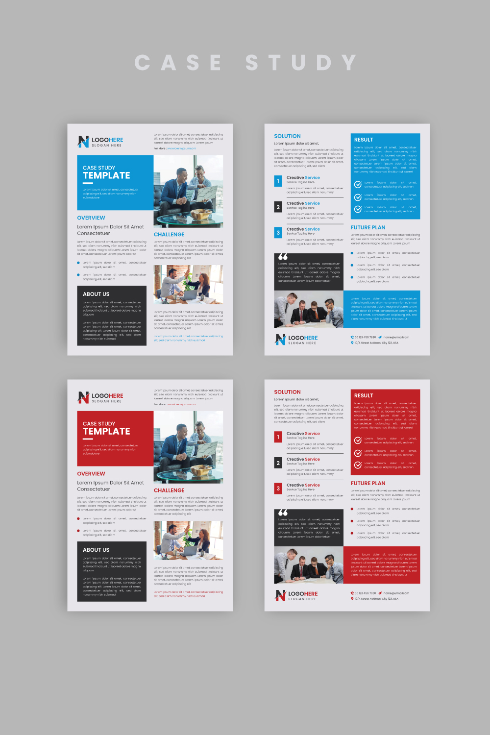 Case study template pinterest preview image.