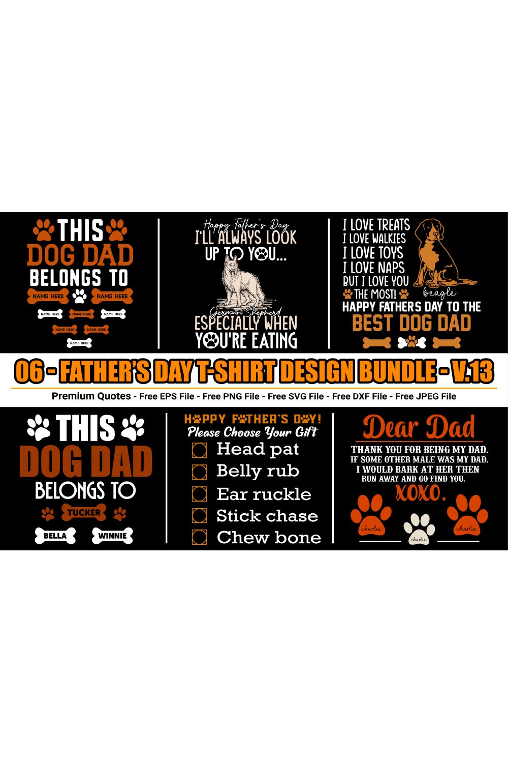 Father's Day t-shirt design bundle pinterest preview image.