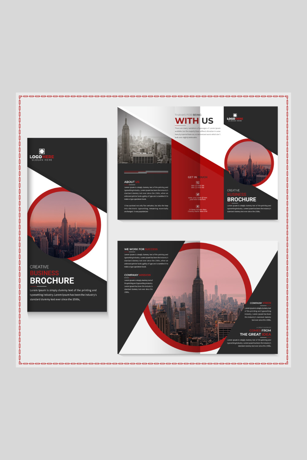 Corporate trifold brochure or professional company profile template pinterest preview image.