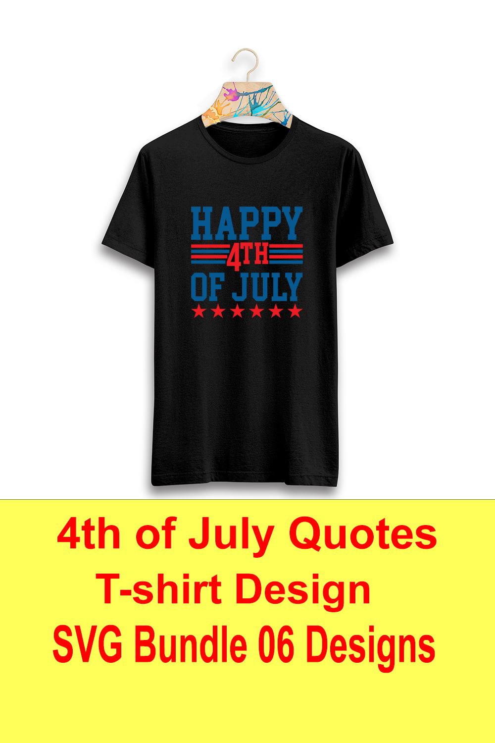 4 th of July Quotes T-shirt Design SVG Bundle 06 Designs pinterest preview image.