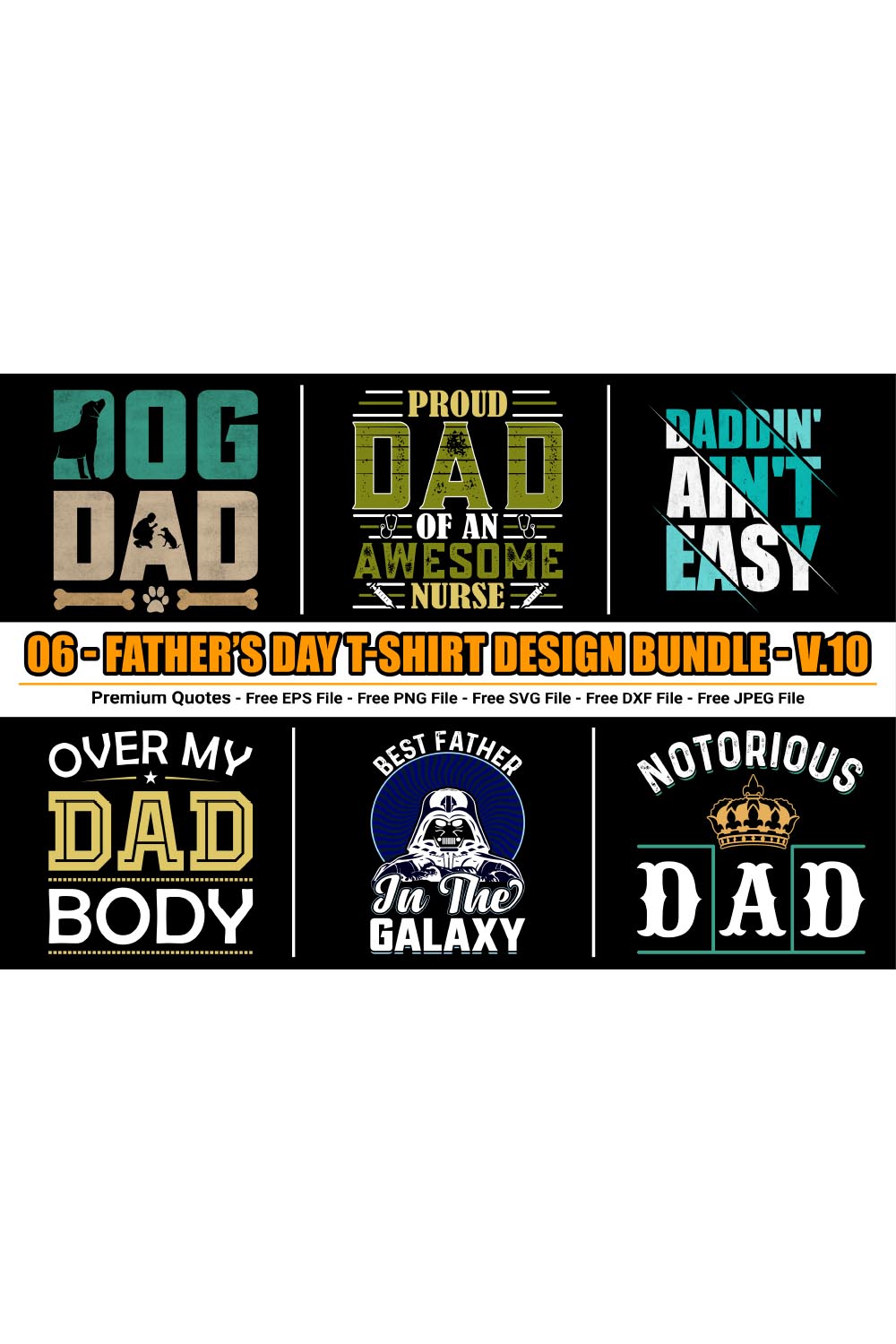 Father's Day t-shirt design bundle pinterest preview image.