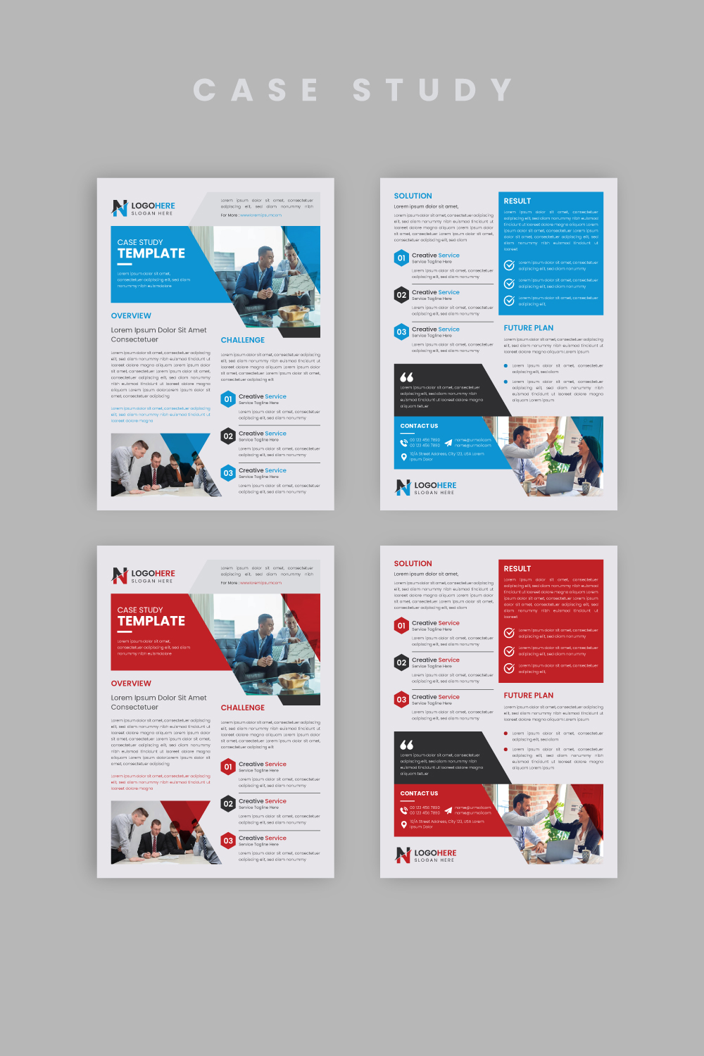 Case study template pinterest preview image.