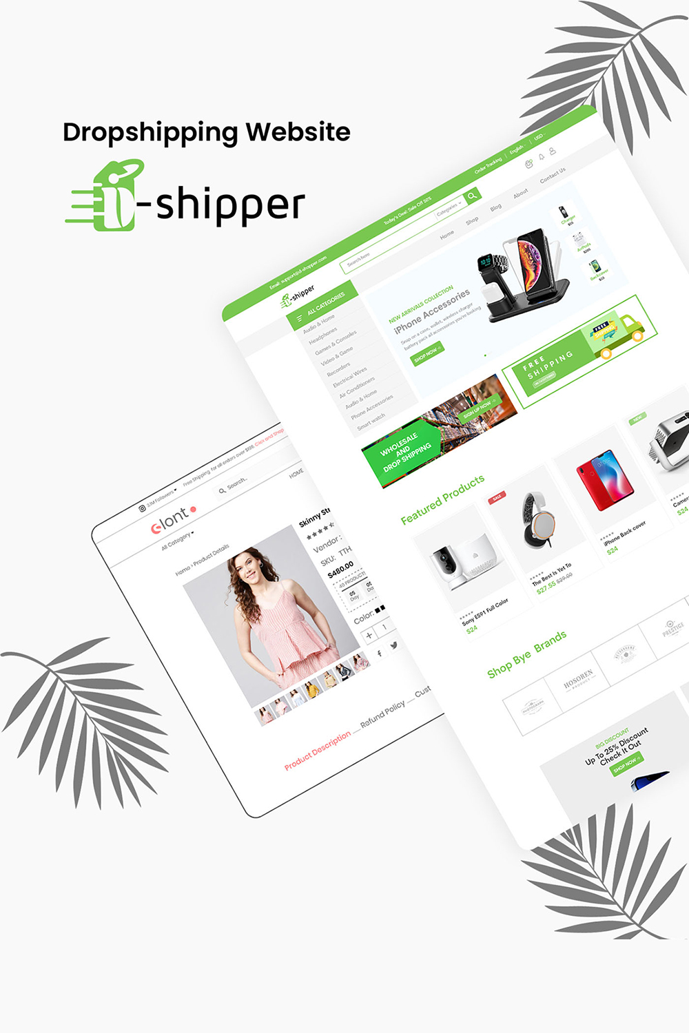 Dropshipping Ecommerce Web PSD & XD Template pinterest preview image.