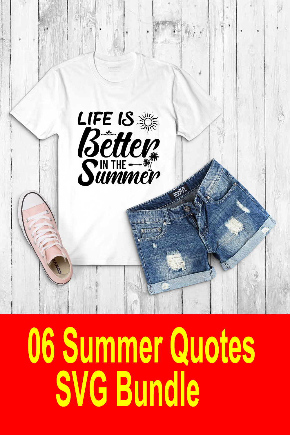 06 Summer Quotes T-Shirt SVG Bundle pinterest preview image.