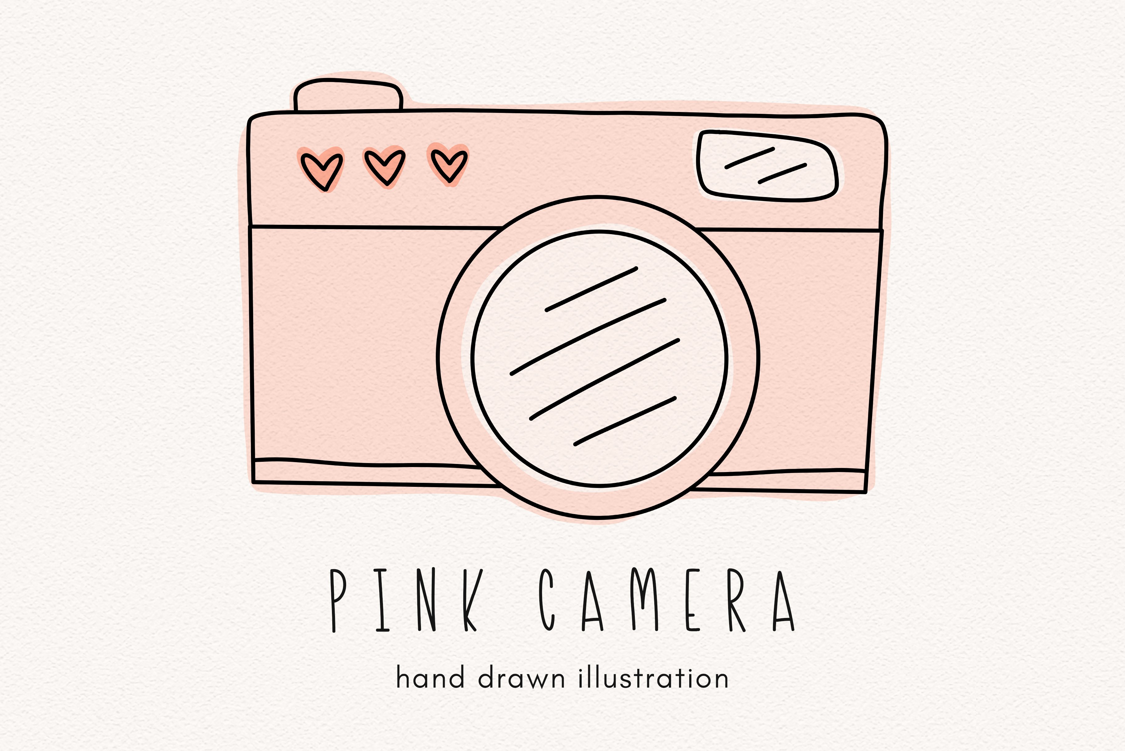 Pink camera clipart illustration cover image.