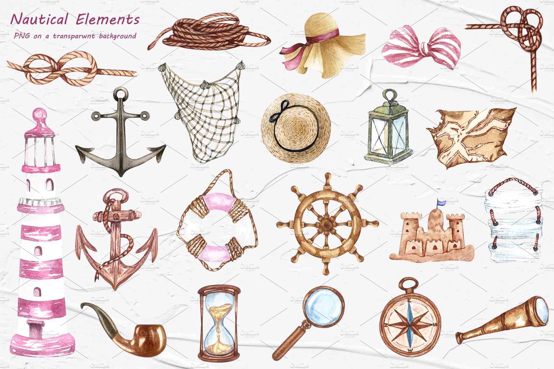 Nautical Watercolor Clipart preview image.