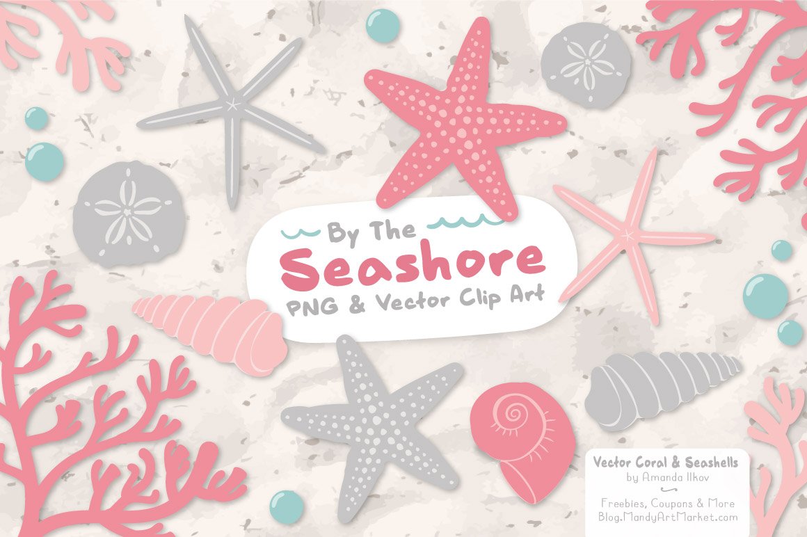 Pink & Grey Vector Seashells cover image.