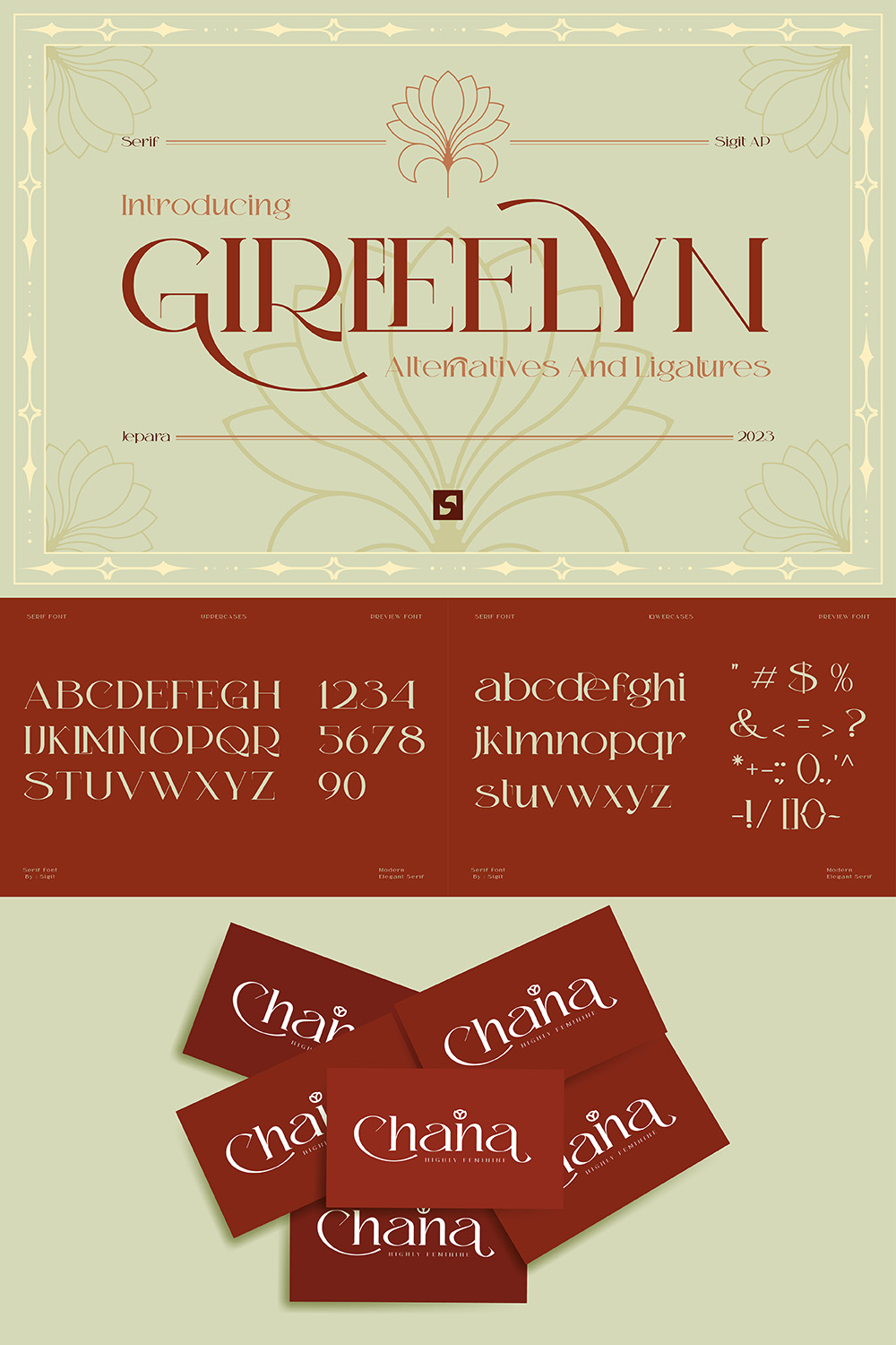 GIREFELYN - Feminine Serif Font pinterest preview image.