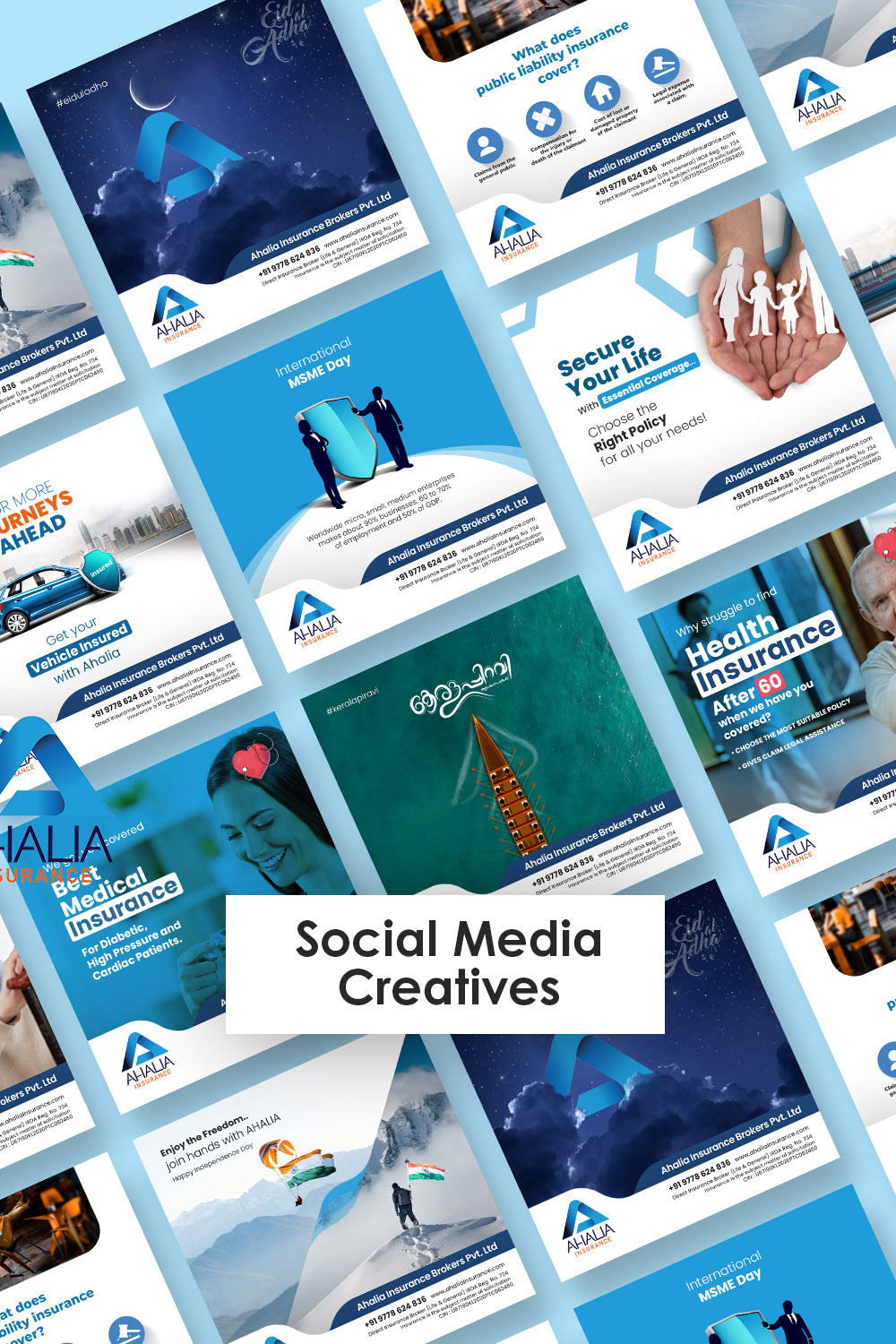 Social Media Creatives for Insurance Company | Social Media Posters Bundle pinterest preview image.