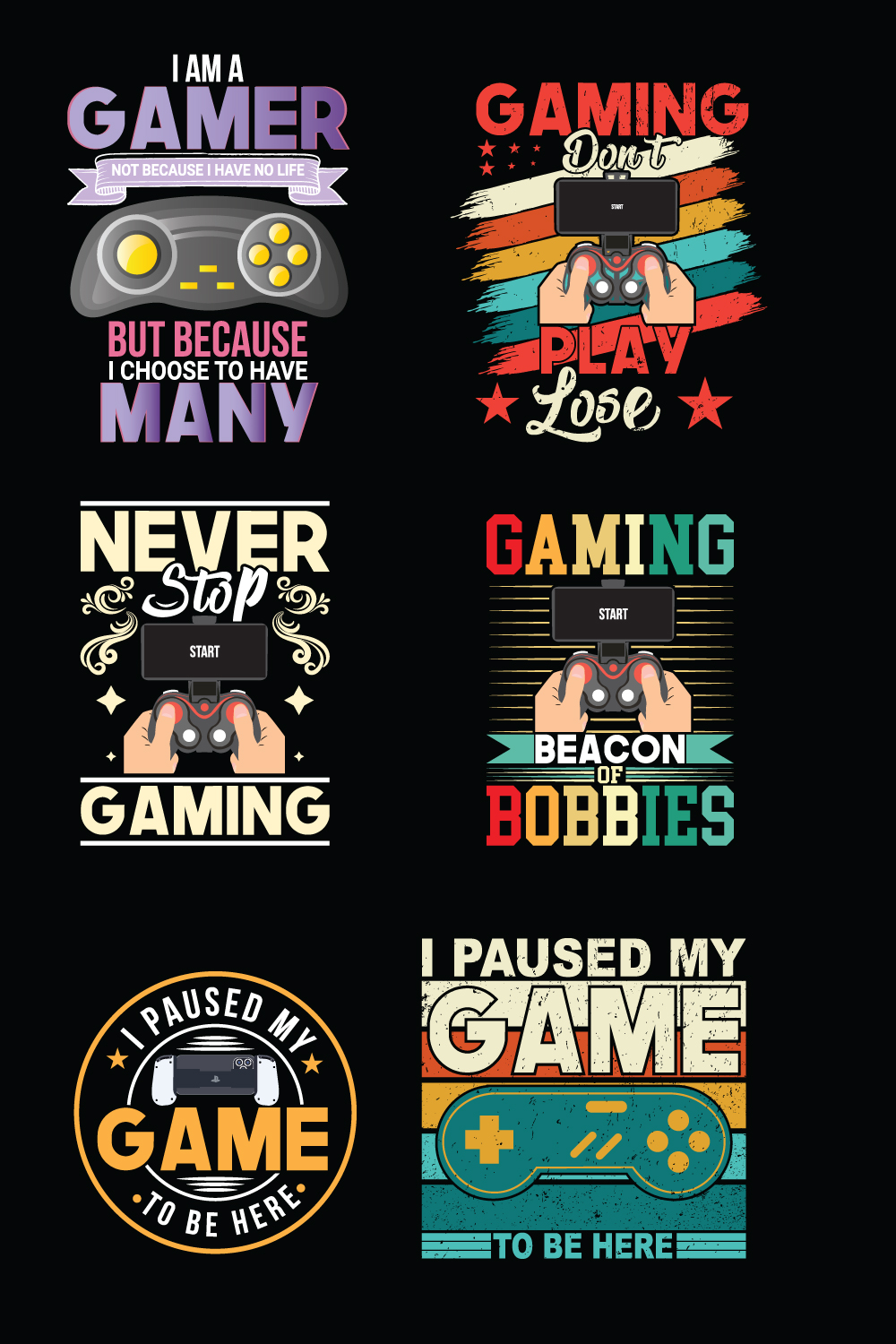 10+ gaming, joystick, controller, custom t-shirt design bundle for you pinterest preview image.