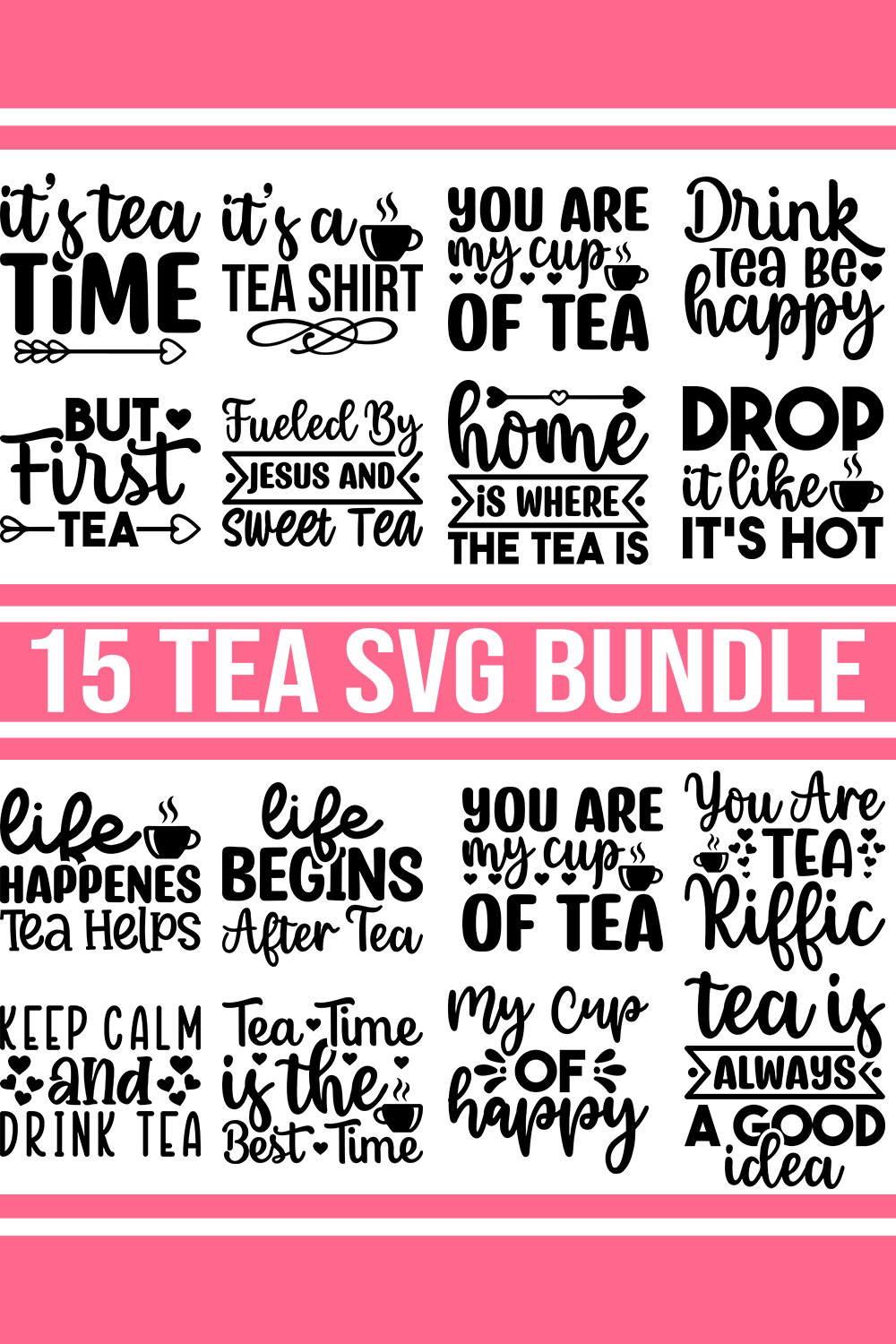 Tea SVG Bundle pinterest preview image.