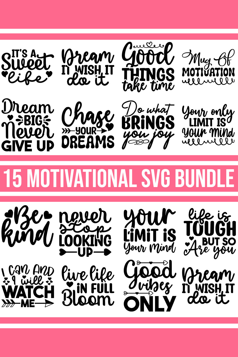 Motivational SVG Bundle pinterest preview image.