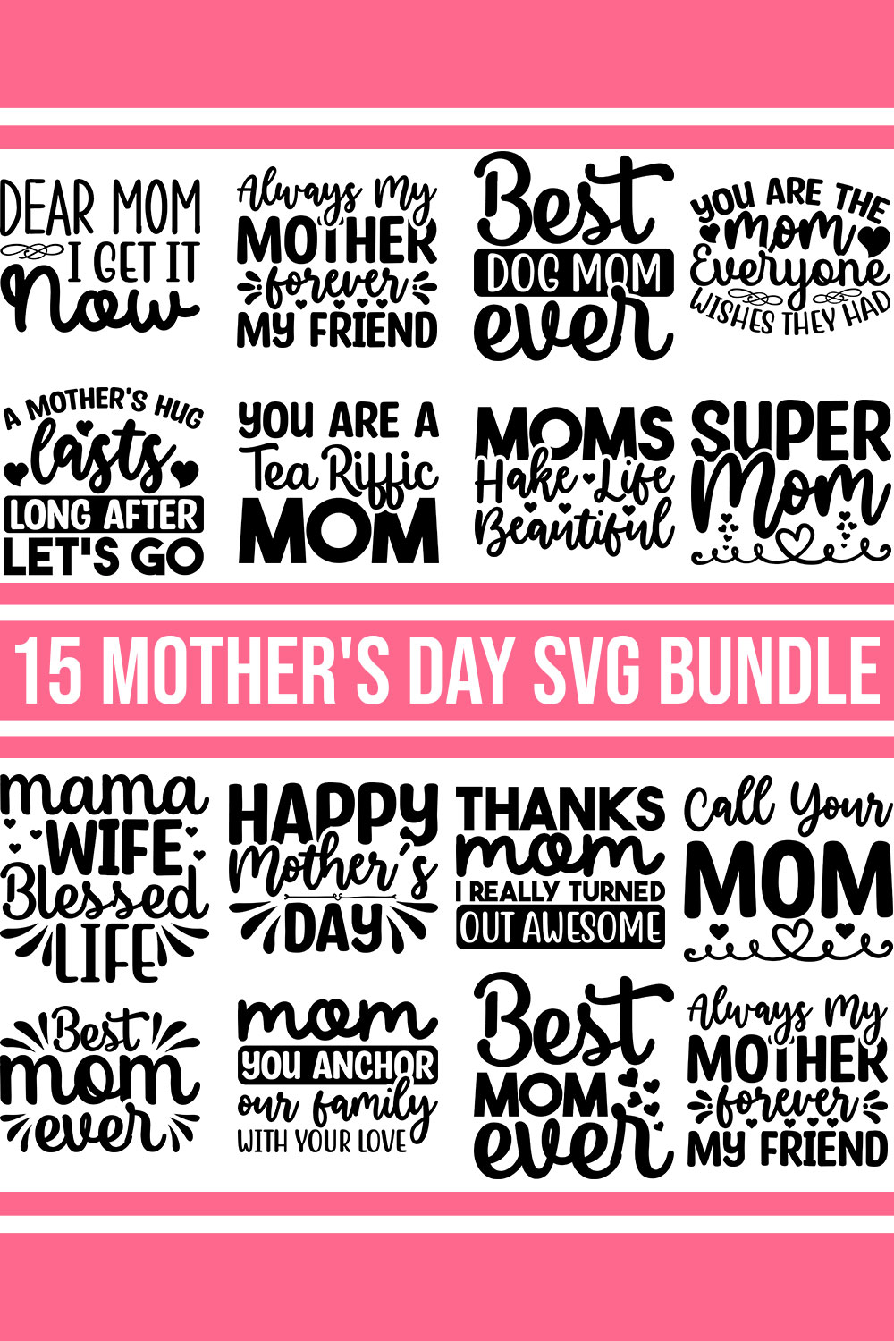 Mother's Day SVG Bundle pinterest preview image.