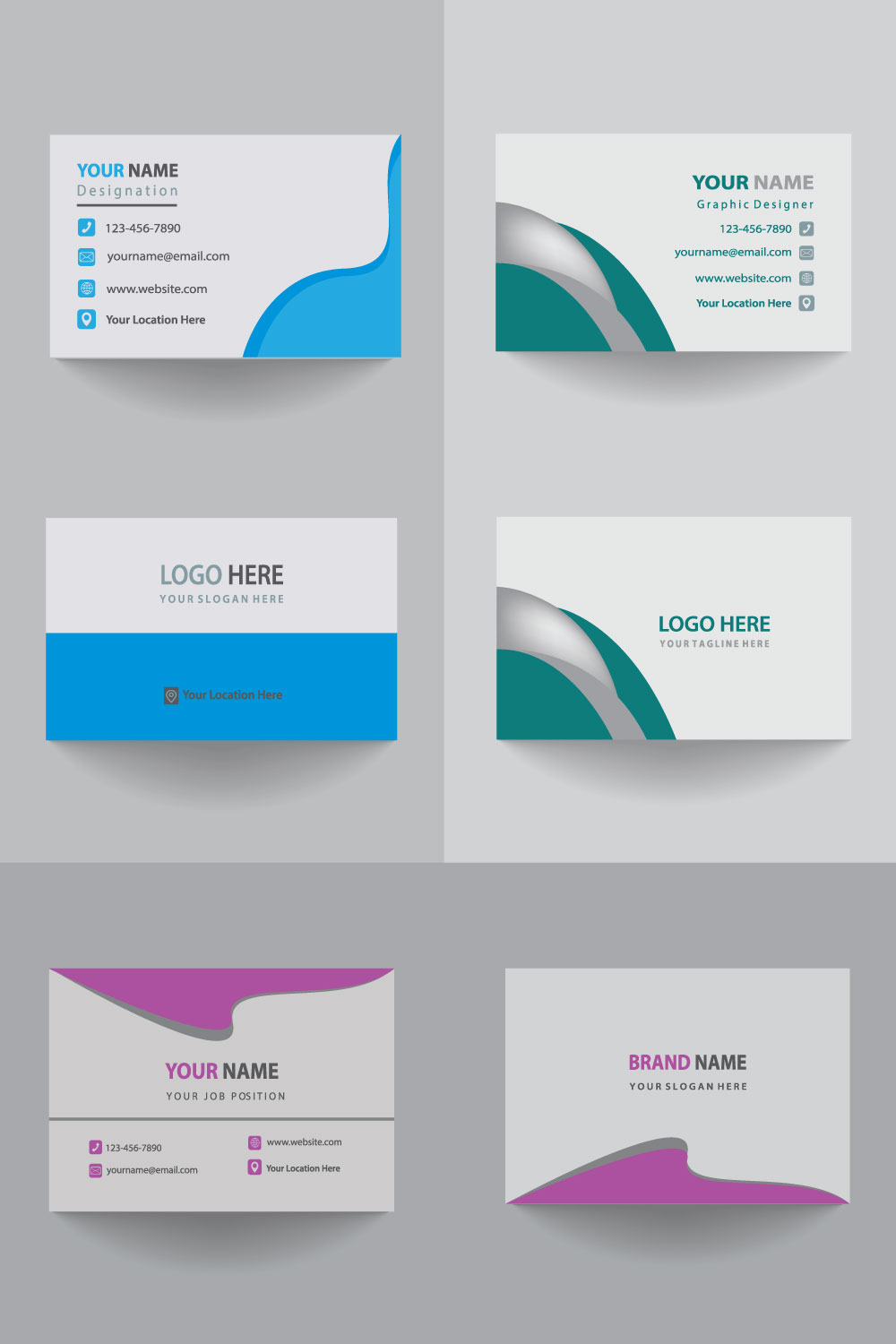 business card bundle  creative and modern 3 business card bundle design template` pinterest preview image.