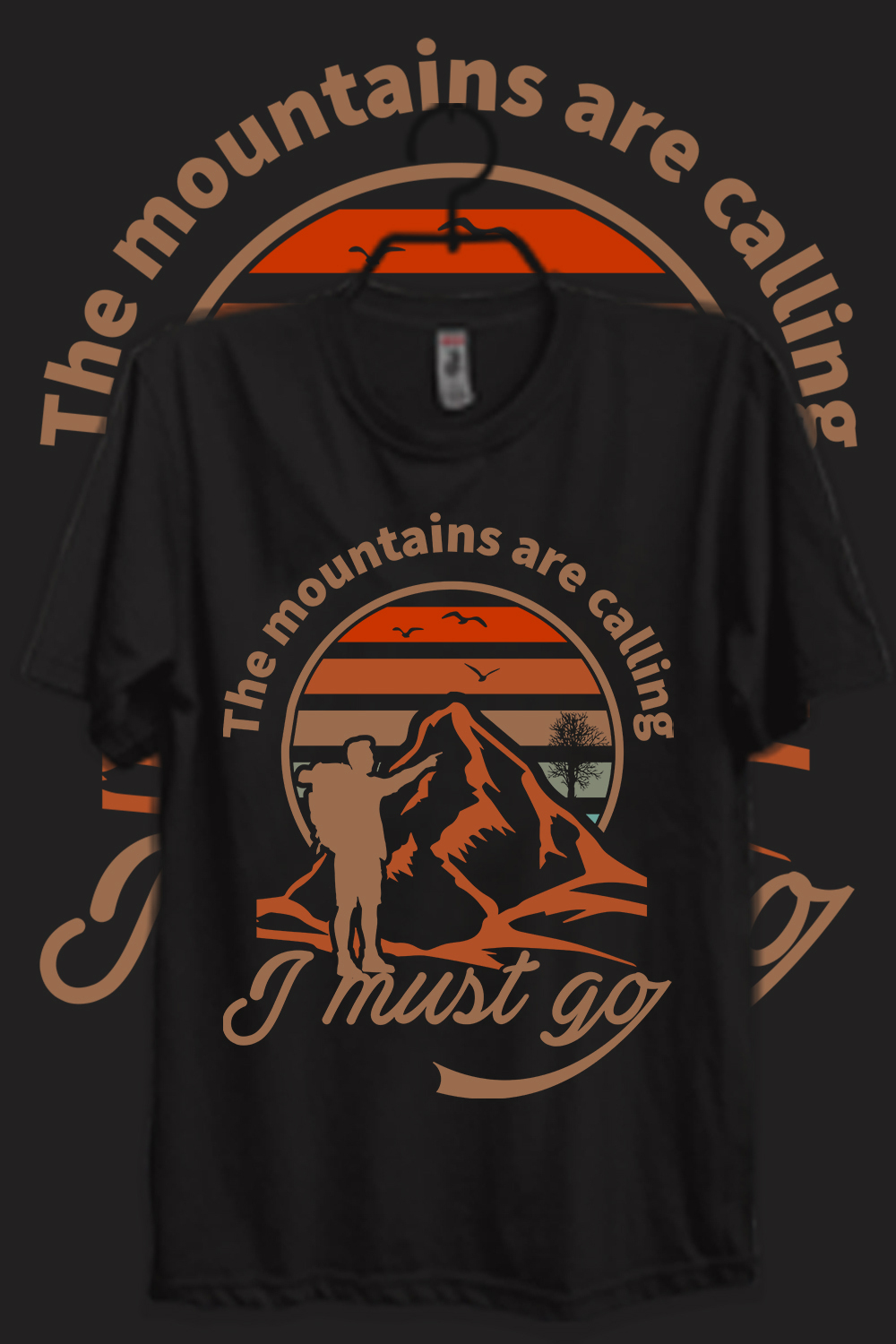 The mountains calling I must go t shirt design  pinterest preview image.