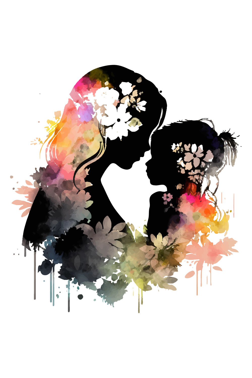 Mother's day water color silhouette design pinterest preview image.