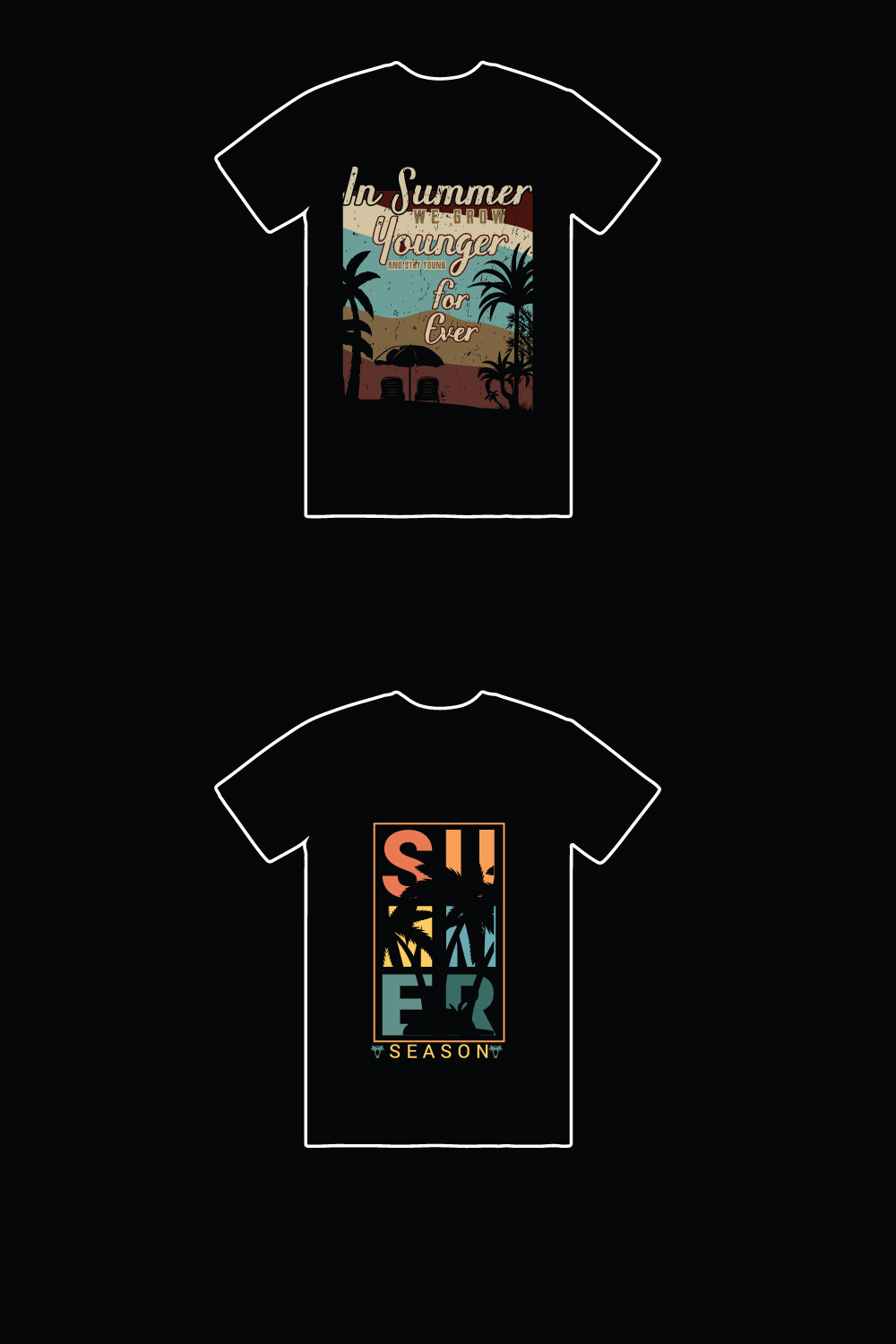 15+ Summer, surf, sunrise, california, beach t-shirt design bundle pinterest preview image.