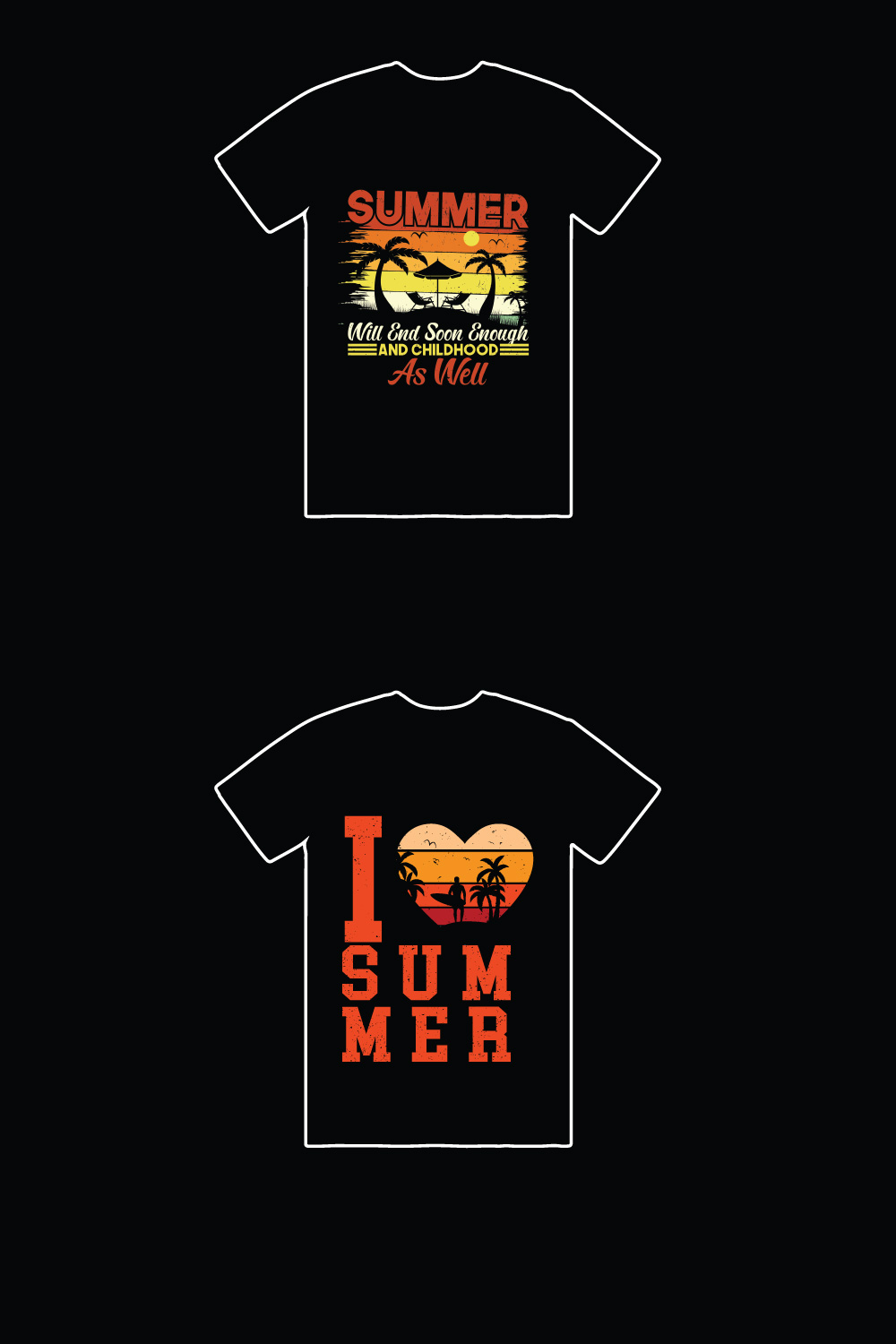 15+ Summer, surf, sunrise, california, beach t-shirt design bundle pinterest preview image.