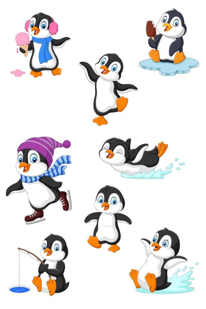 Pinter Cartoon 8 Cartoon Penguins Character - MasterBundles