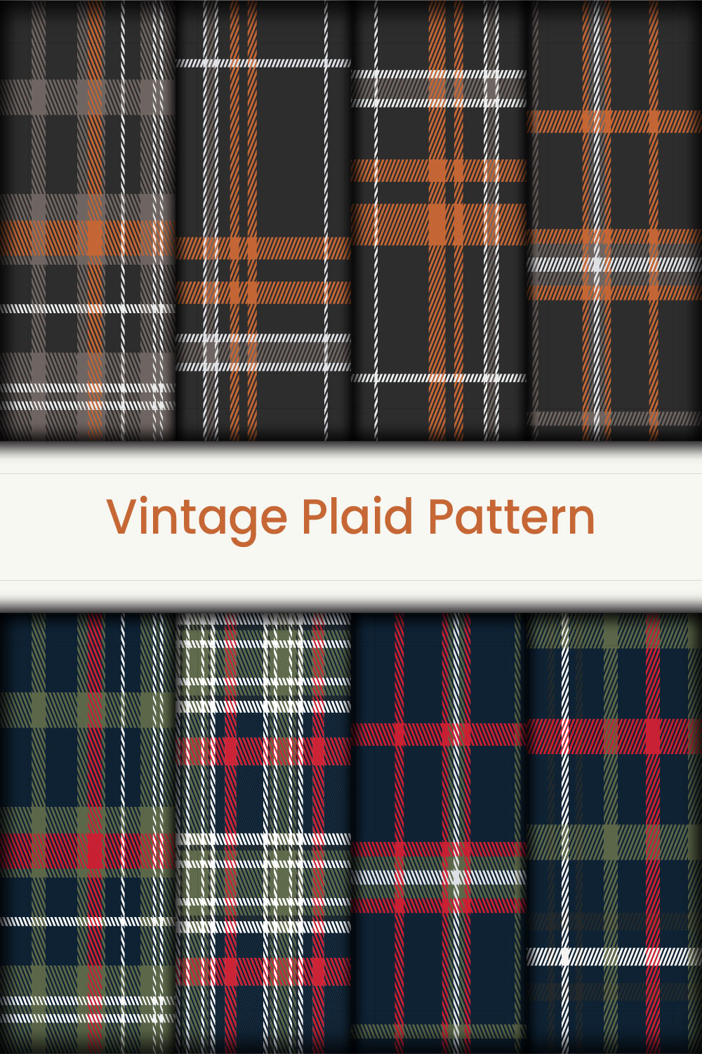 Bundle retro plaid pattern for textile product vector illustration only $11 pinterest preview image.