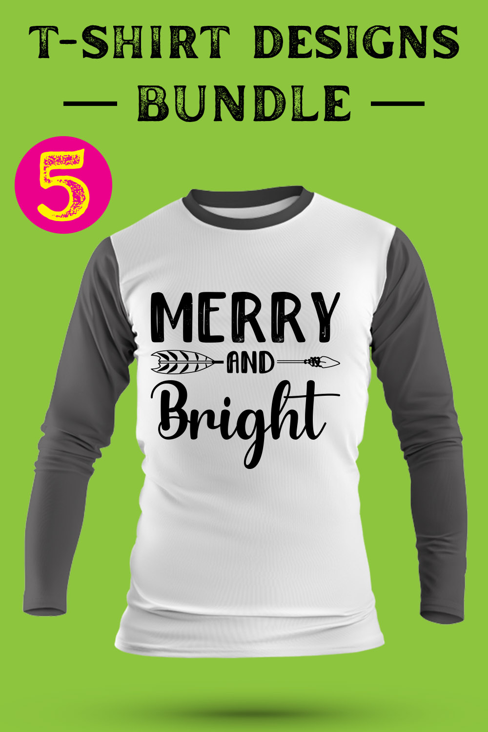 Christmas T Shirt Designs Bundle pinterest preview image.