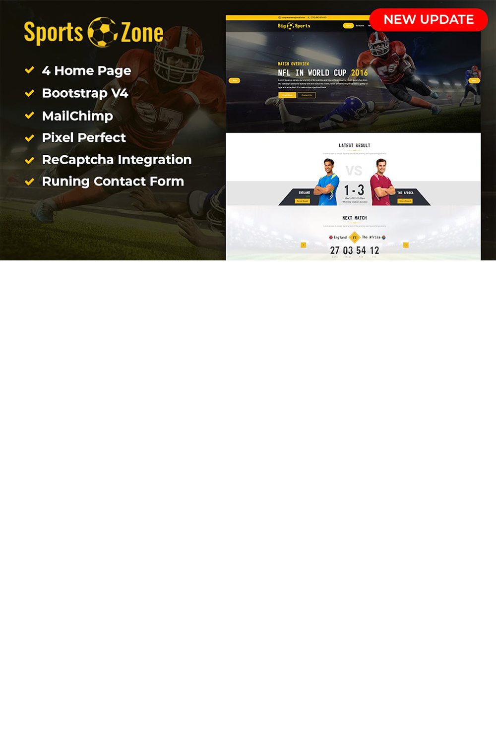 SportsZone - Sports Website Template pinterest preview image.