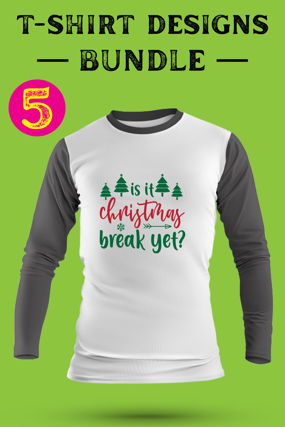 Christmas T Shirt Designs Bundle pinterest preview image.