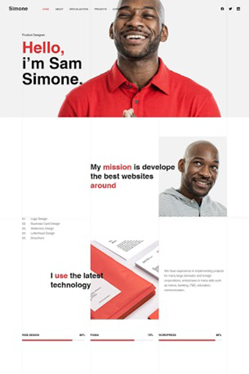 Simone Personal Portfolio Website Template pinterest preview image.