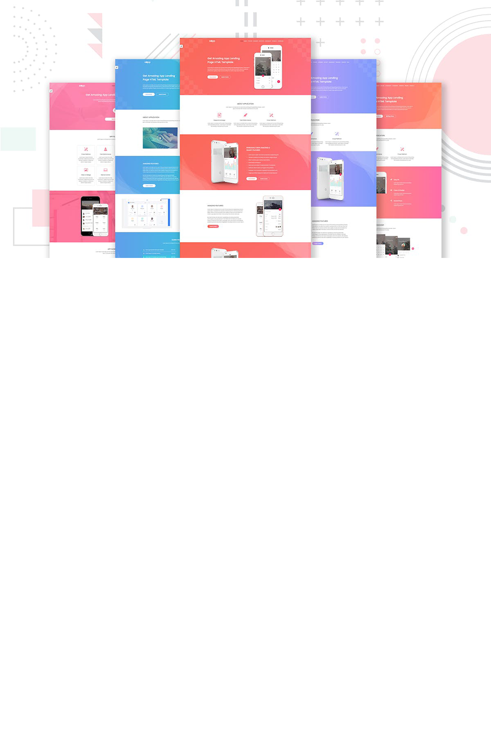 Free Eapp App Landing Page Website Template pinterest preview image.