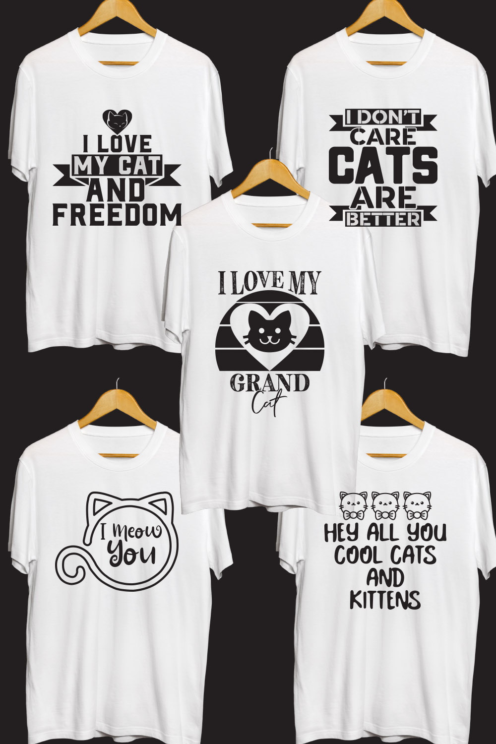 Cat SVG T Shirt Designs Bundle pinterest preview image.