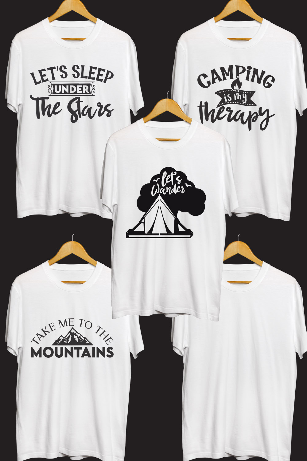 Camping SVG T Shirt Designs Bundle pinterest preview image.