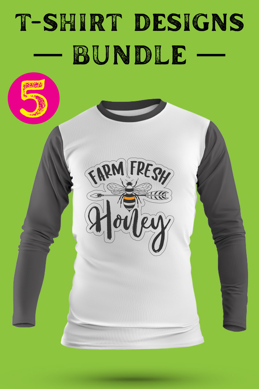 Bee SVG T Shirt Designs Bundle pinterest preview image.