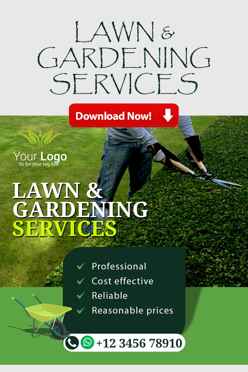 PSD gardening activity Instagram post and social media template pinterest preview image.