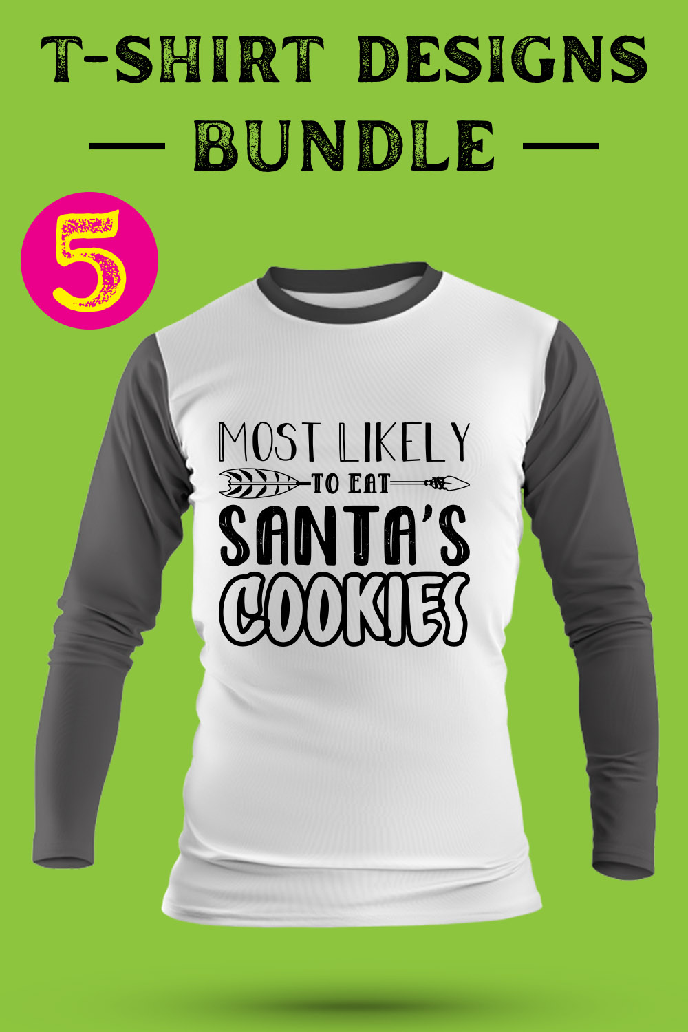 Christmas T Shirt Designs Bundle pinterest preview image.