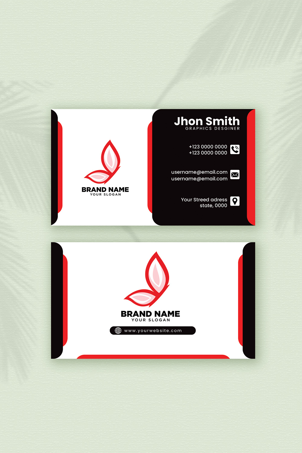 Double Side Business Card Template pinterest preview image.