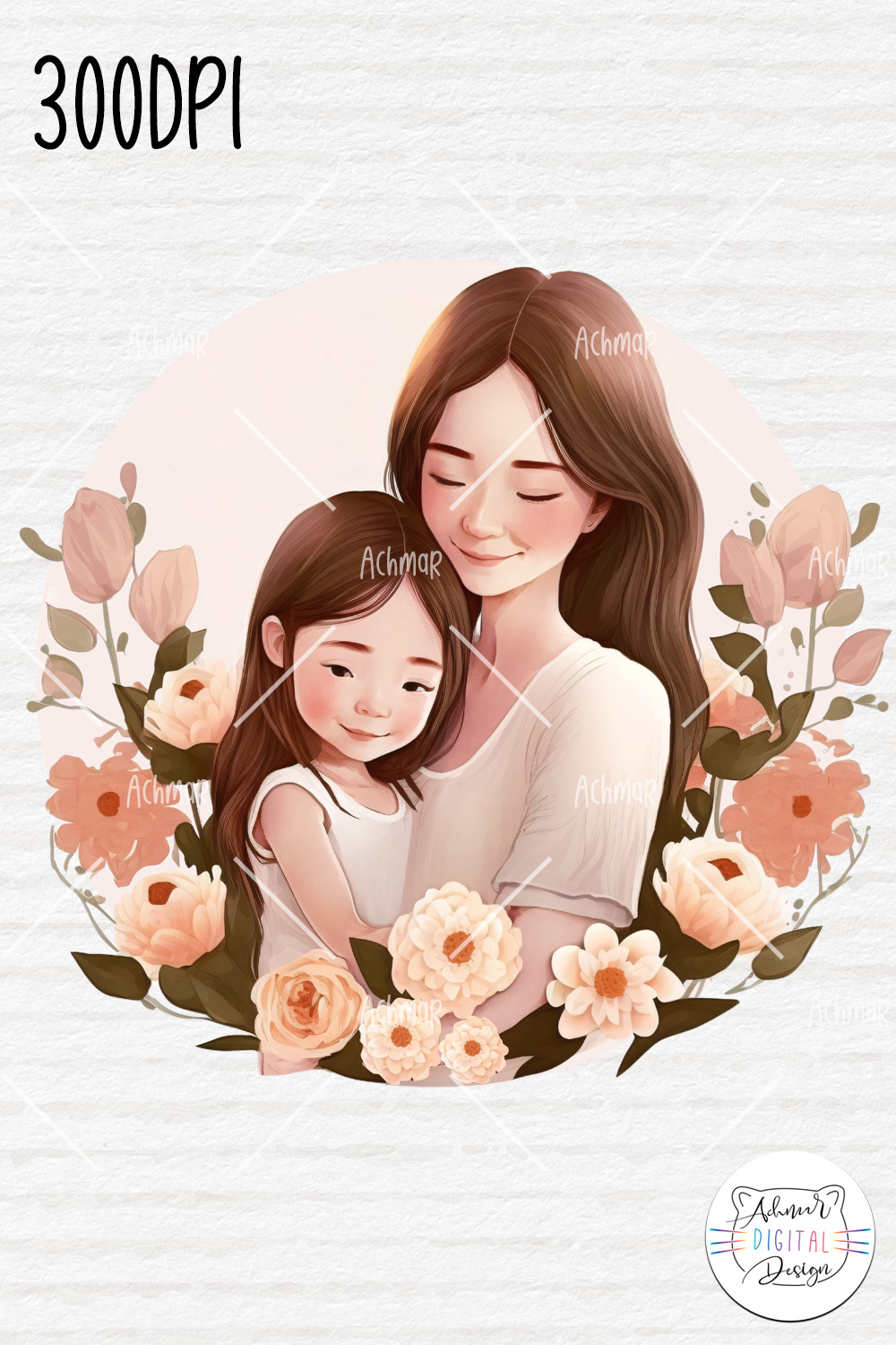 Mom & Daughter, Mother's Day Clip Art pinterest preview image.