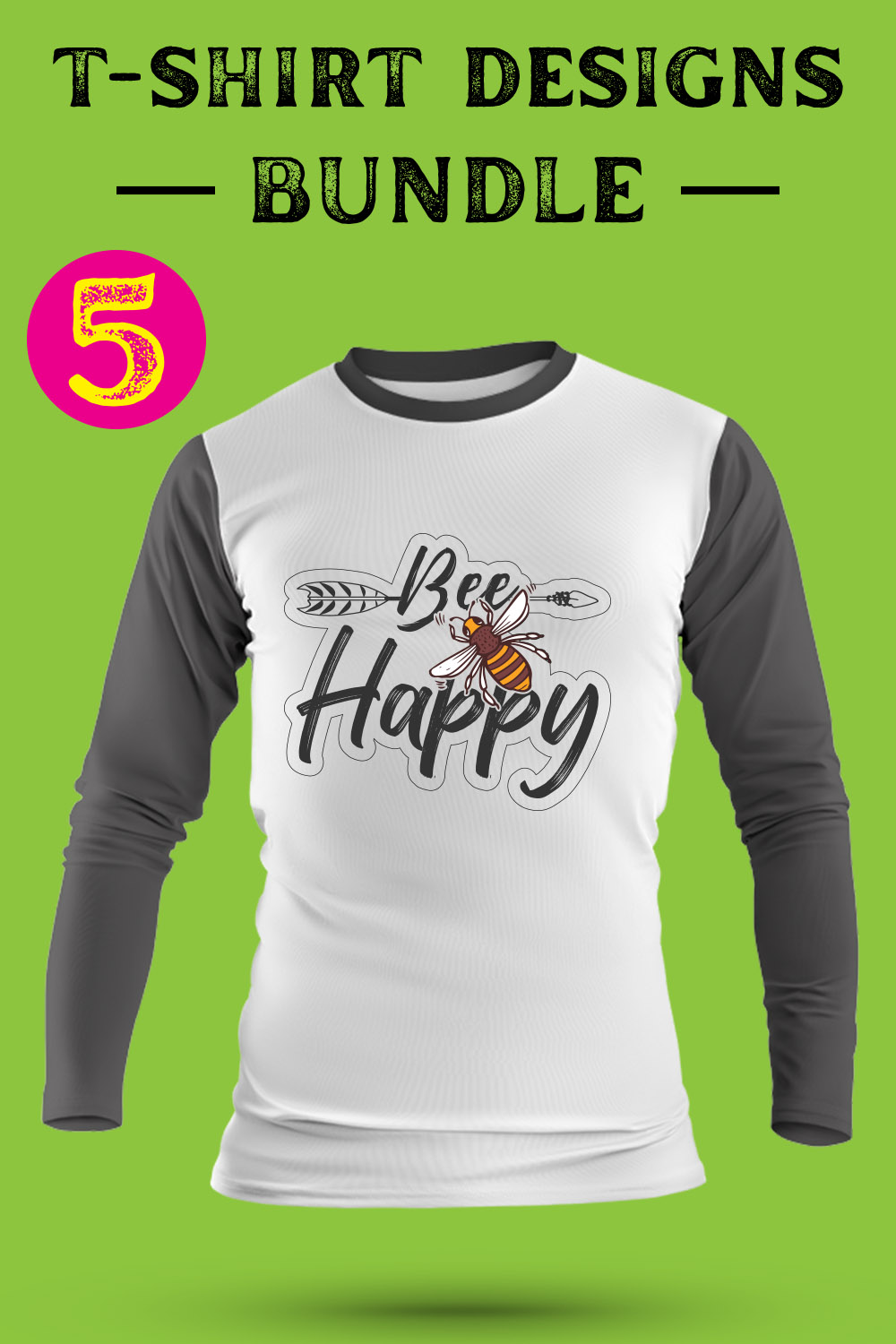 Bee SVG T Shirt Designs Bundle pinterest preview image.