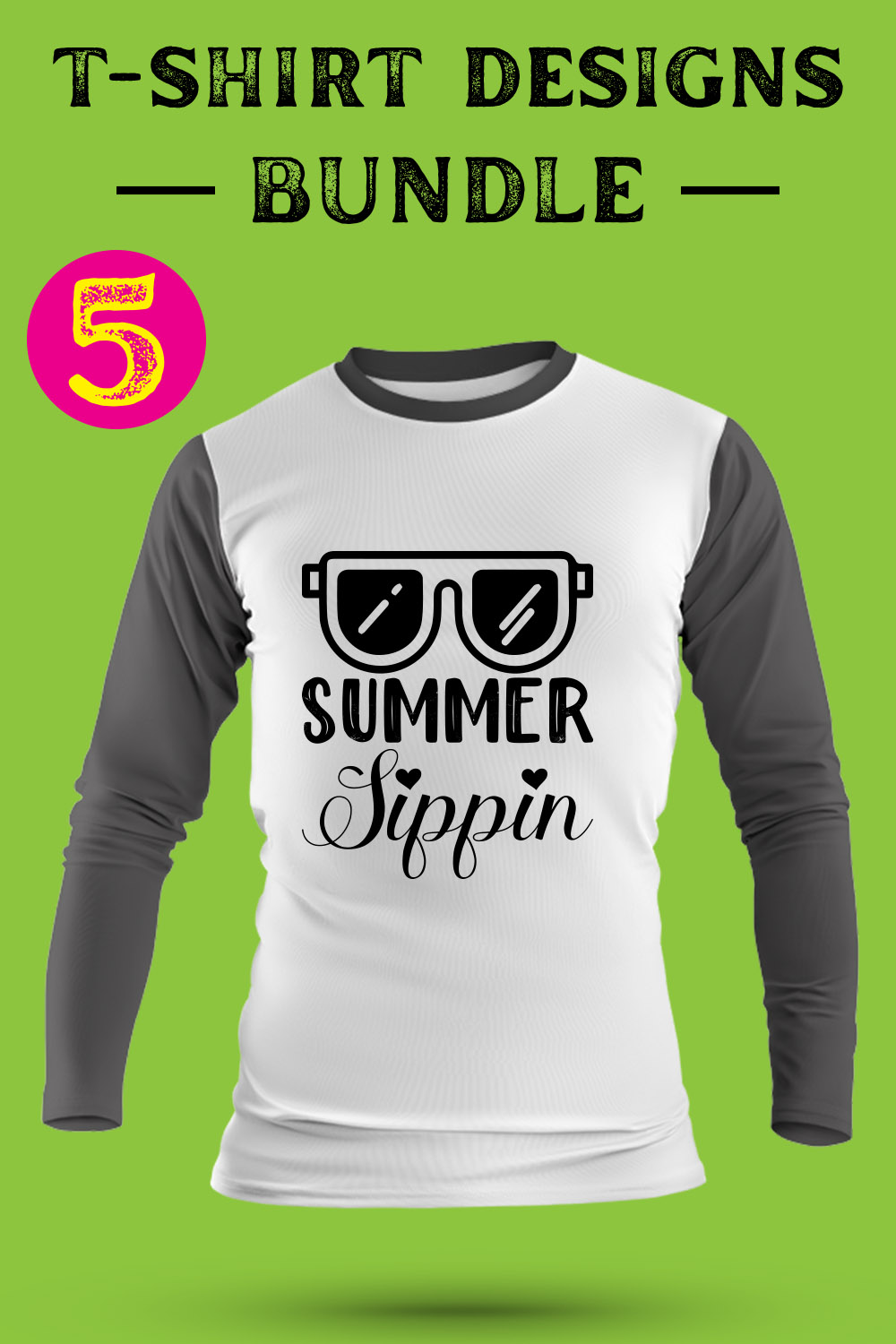 Beach T Shirt Designs Bundle pinterest preview image.